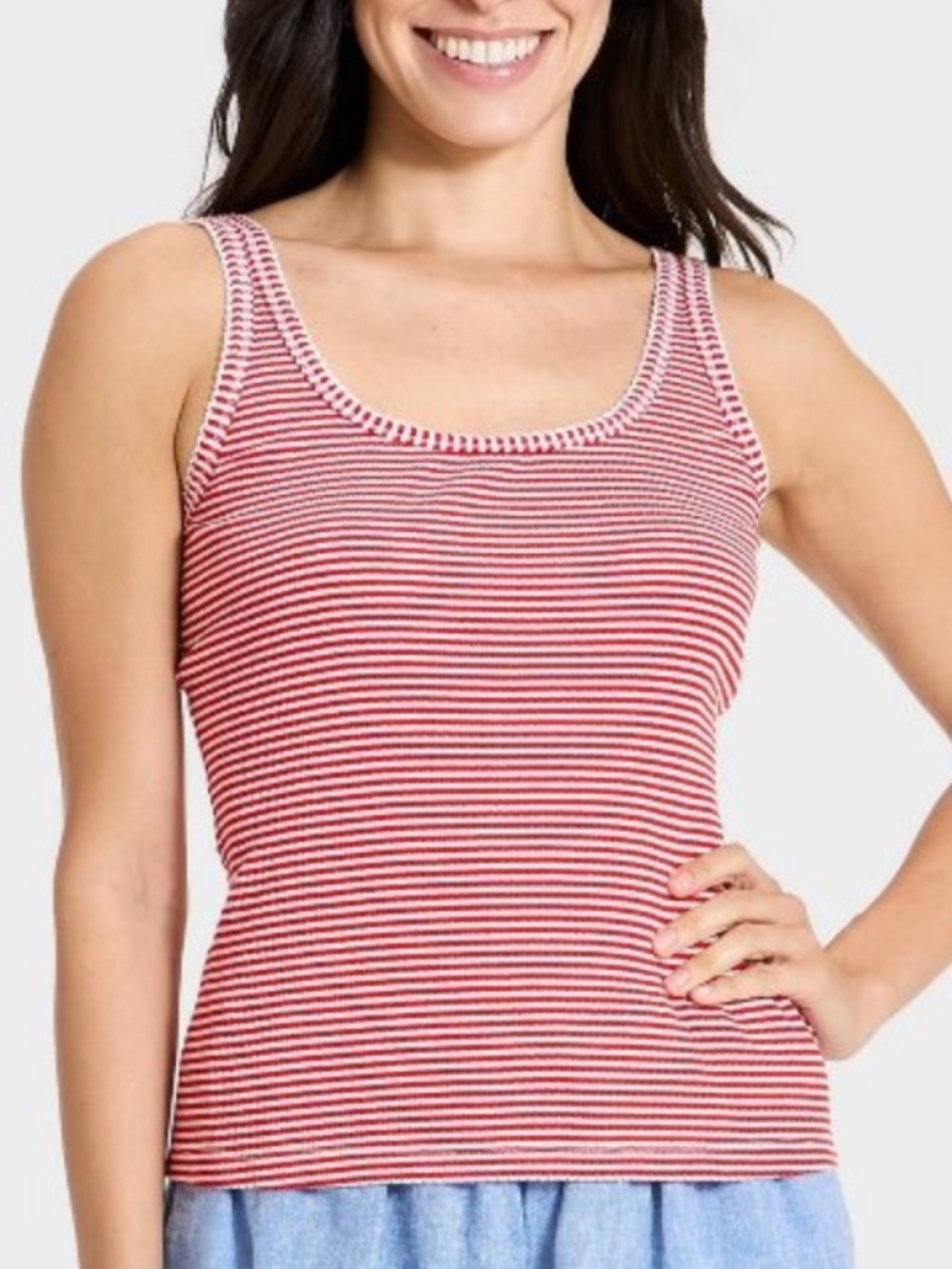 Universal threads Red & White Striped ribbed Knit Tank Top NWT x